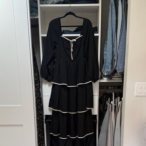 Baltic Born Black Maxi Dress with White Trim